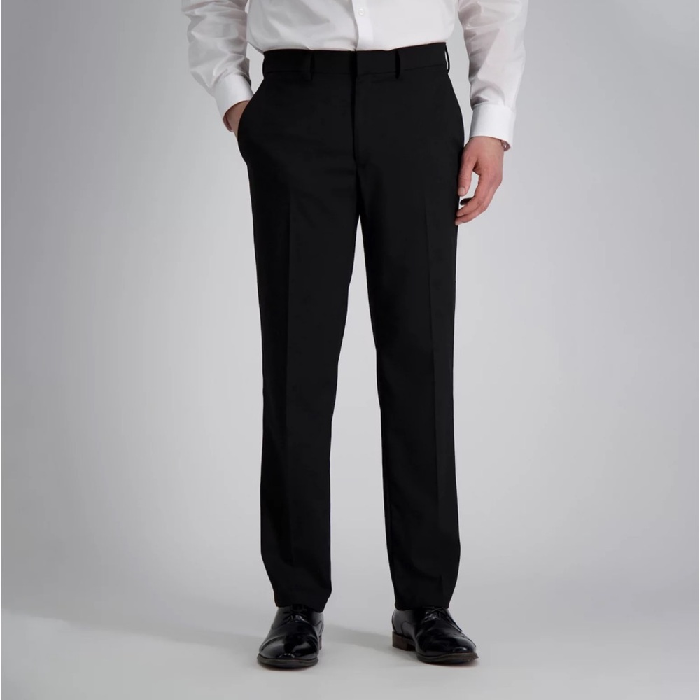 Haggar black travel performance tailored fit suit pant flat front Sz 34 x 30